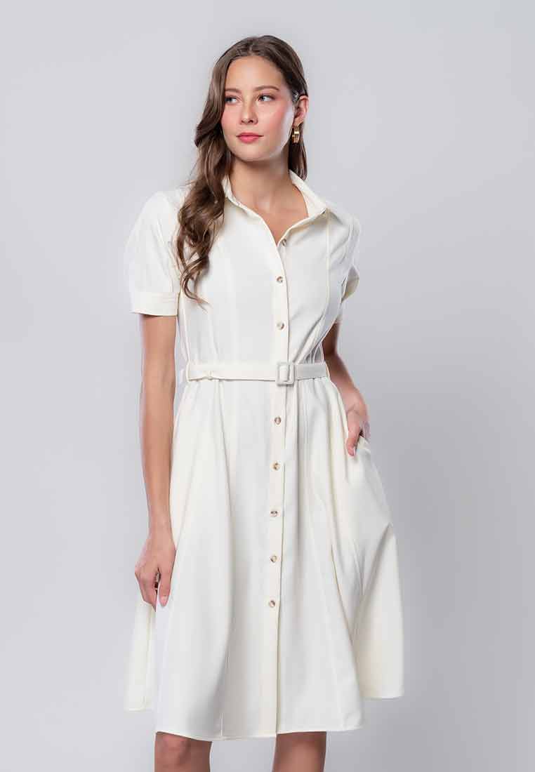 Seraphina Collared Button-down Dress with Adjustable Belt Seraphina Collared Button-down Dress with Adjustable Belt
