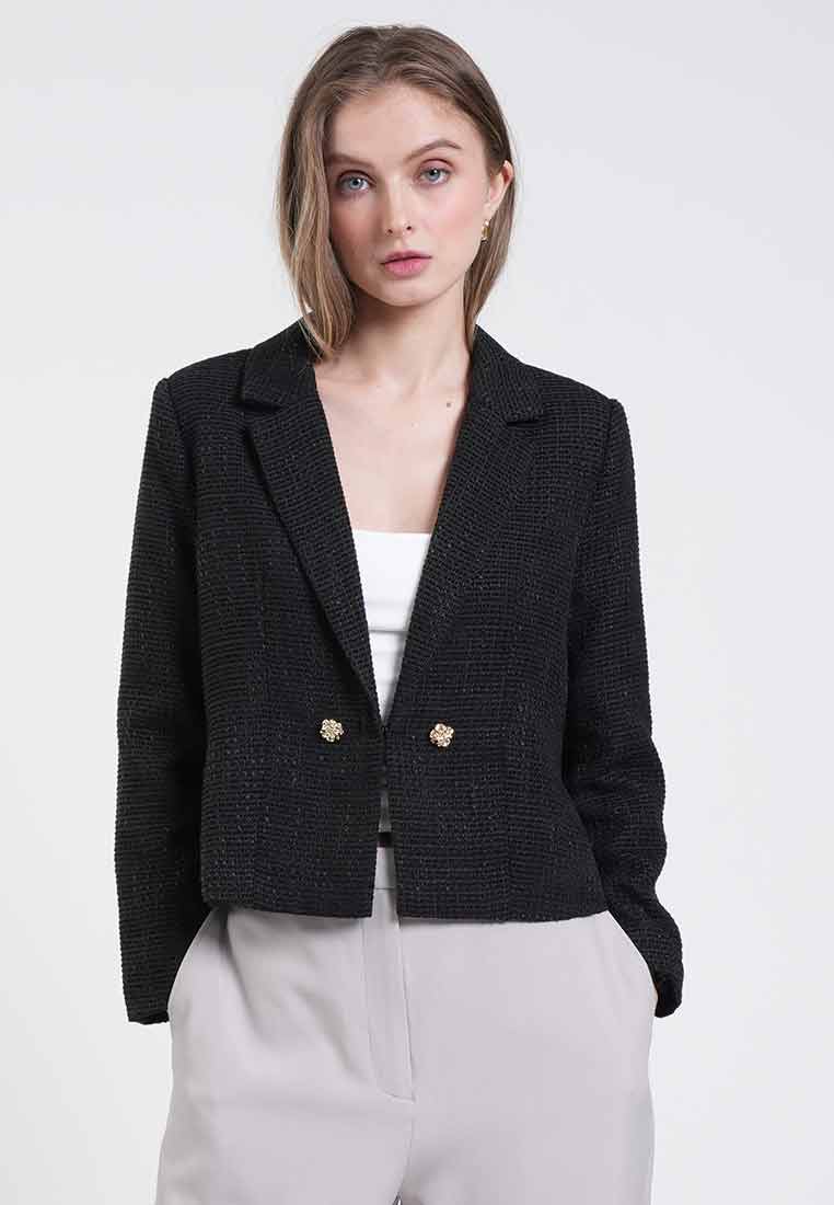 Wandashuri Cropped Tweed Blazer
