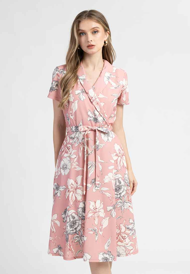 Nadia Floral Wrap A-Line Dres