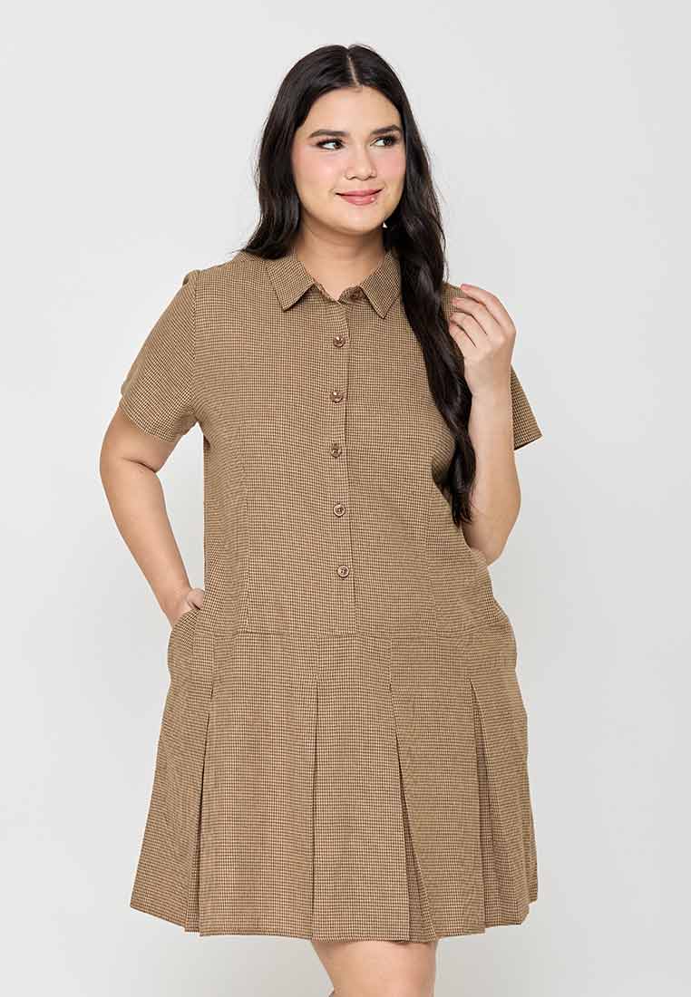 Milly Plus Size Sunniva Shirt Dress with Pleated Hem Details