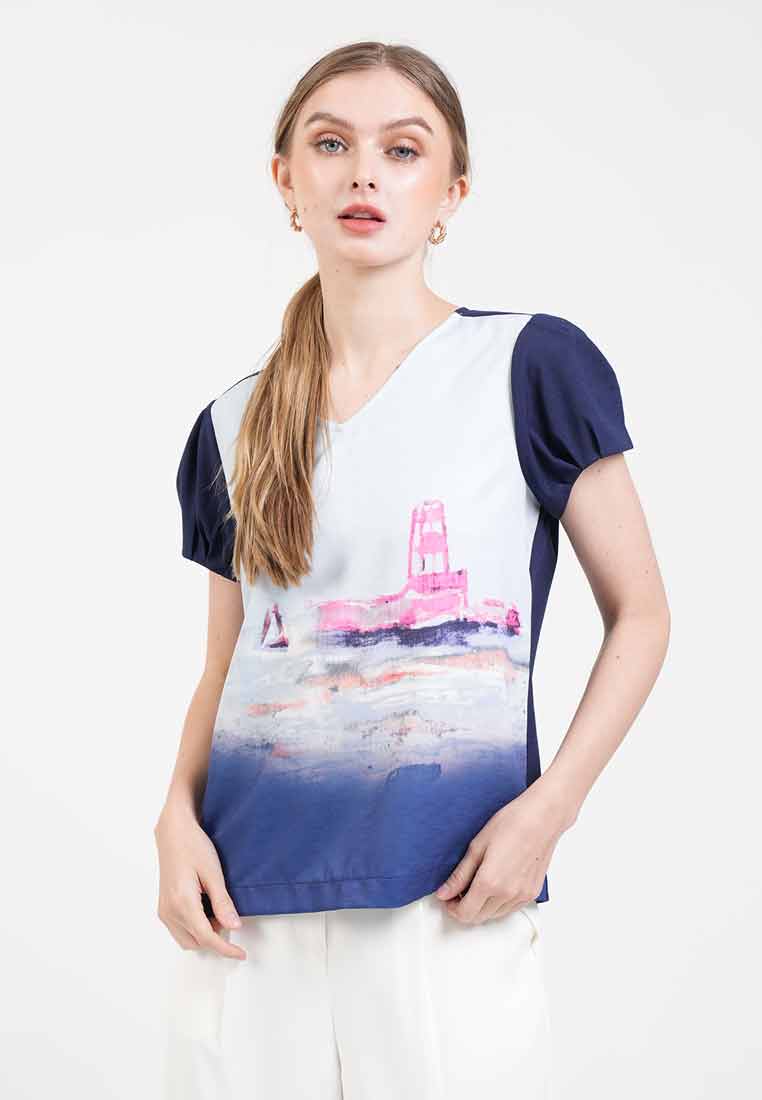 Maris Landscape Peplum Blouse