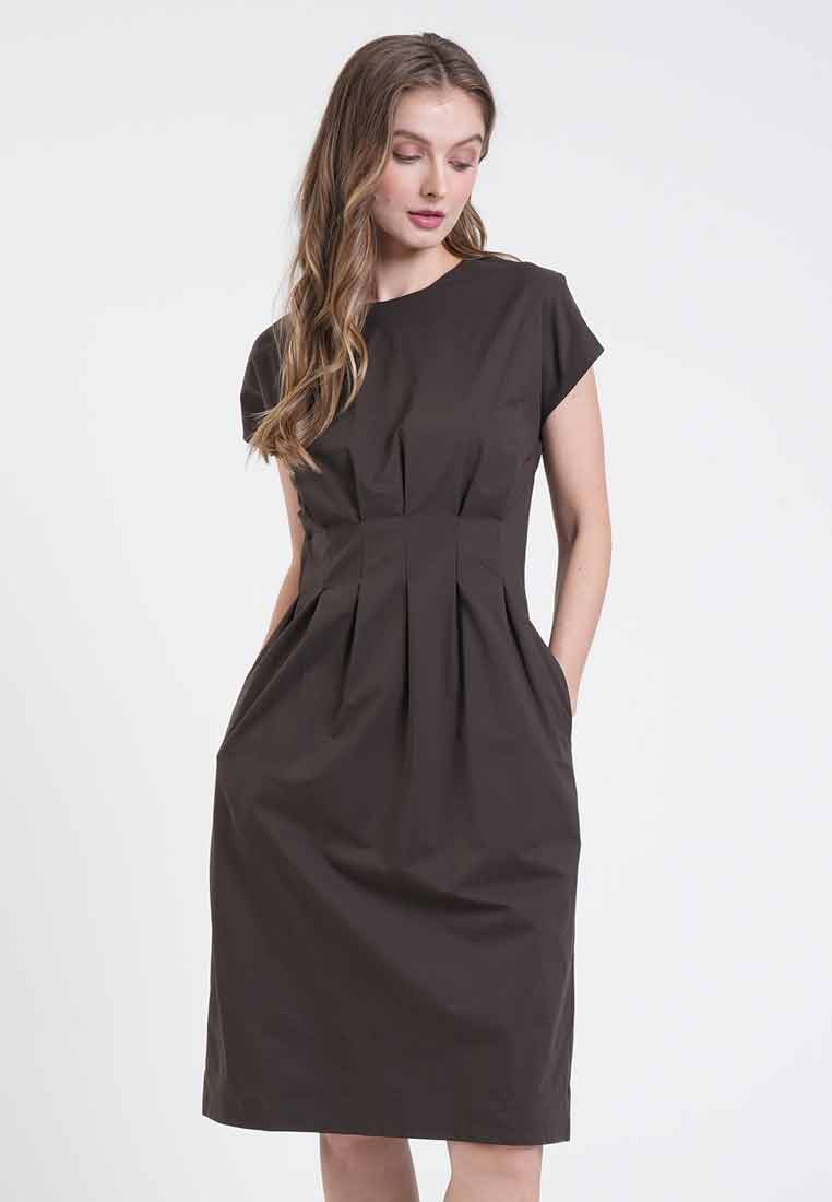 Sienna Terra Pintuck Midi Dress