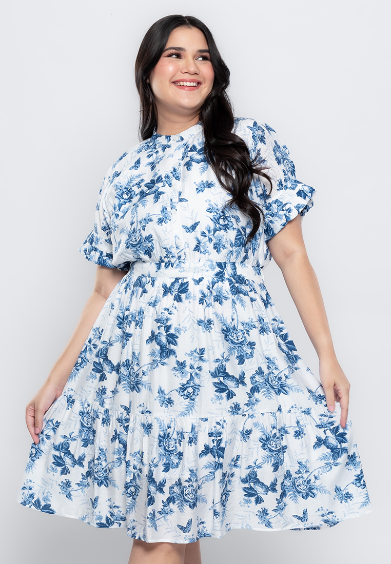 Milly Plus Size Rosselle Button-down Dress in Floral Print