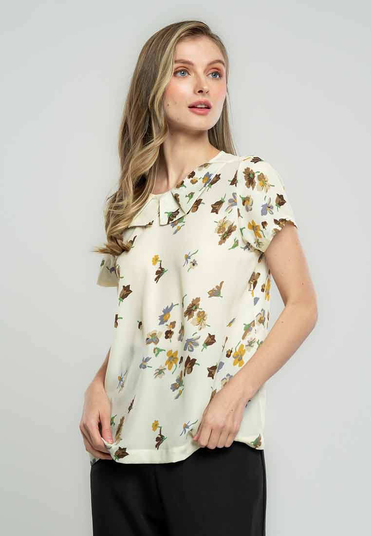Blush Blossom Petal-Collar Blouse