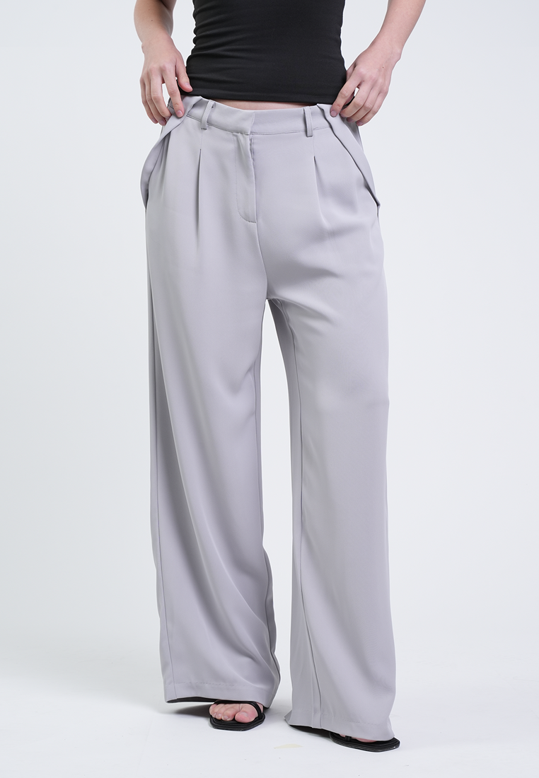 Marcelle Wide-Leg Pleated Pants