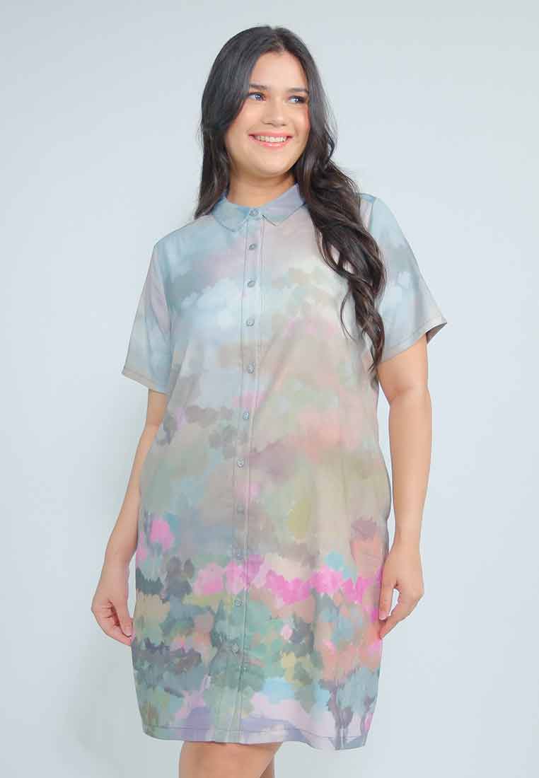 Milly Plus Size Giaana Shift Dress in Abstract Nature Print