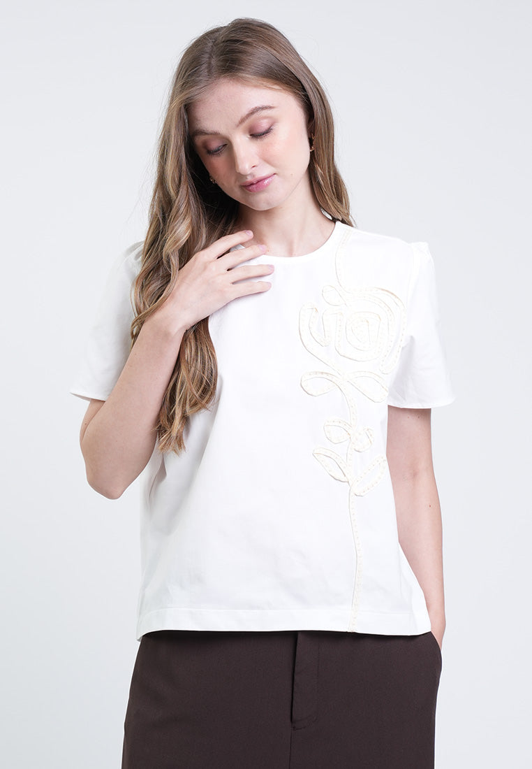 Allesandra Floral Appliqué Top