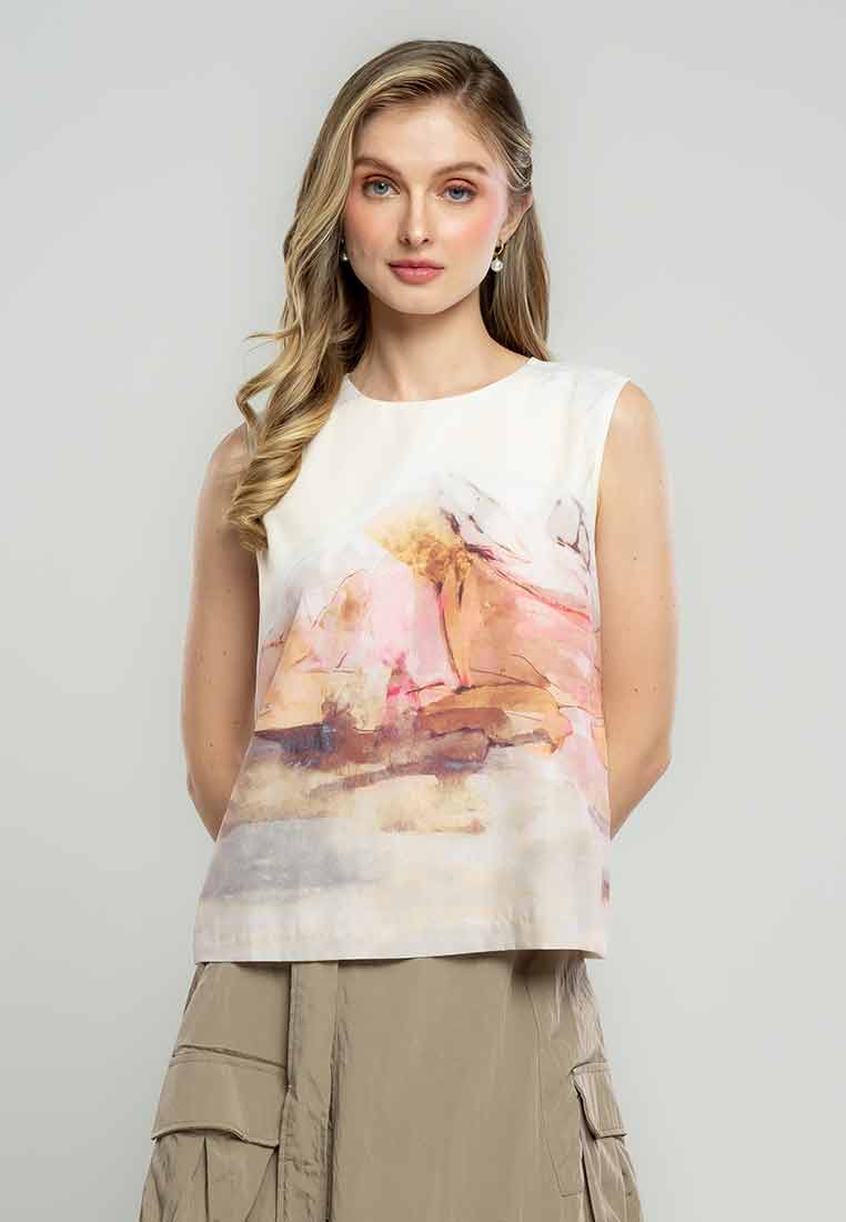 Ryleigh Sleeveless Top in Seascape Print