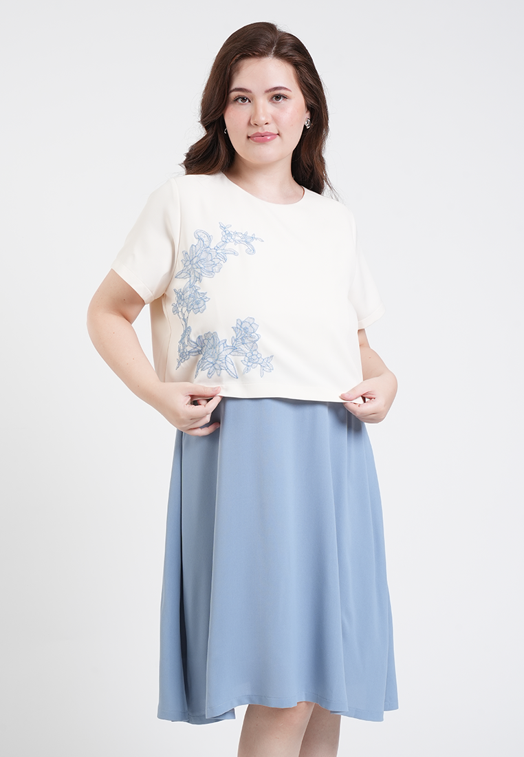 Milly Plus Size Samantha Floral Overlay A-Line Dress