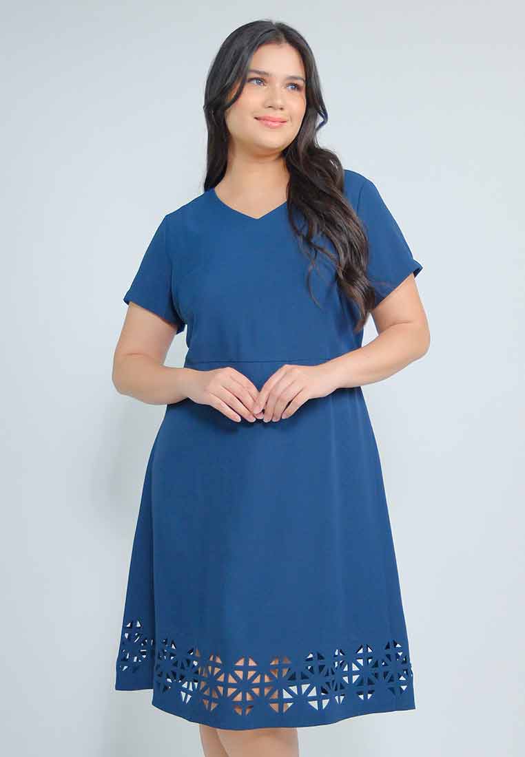 Milly Plus Size Leilah A-line Dress with Laser Cut