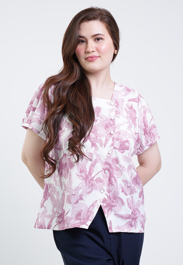 Milly Plus Size Isabelle Floral Button Front Top