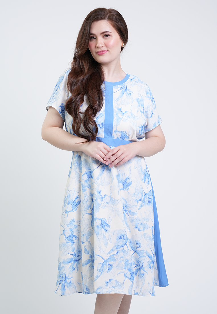 Milly Plus Size Carly Panel Detail Floral A-Line Dress