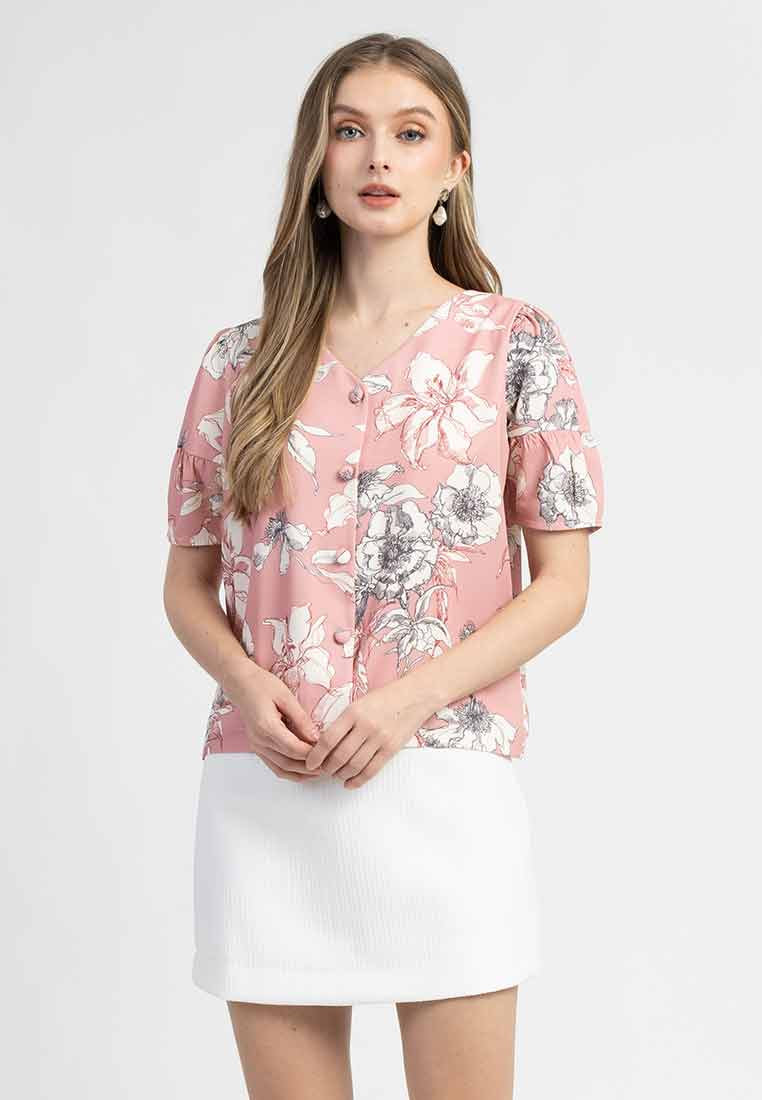 Nadine Floral Button-Up Blouse