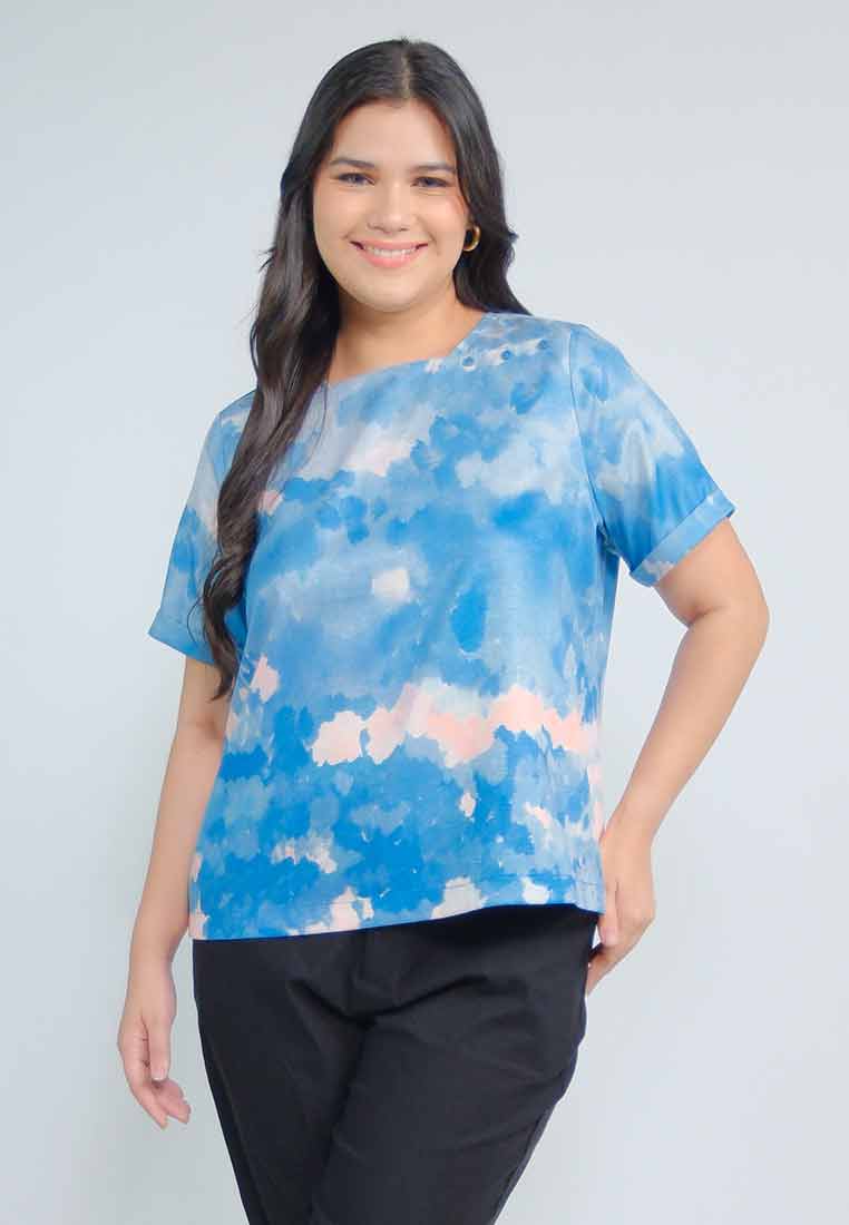Milly Plus Size Aubreey Top in Abrstract Nature Print