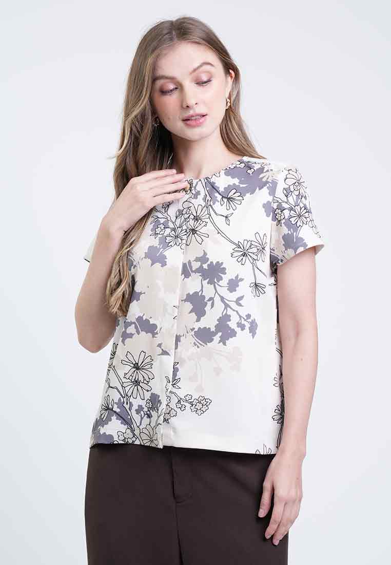Lauren Button-Front Floral Top