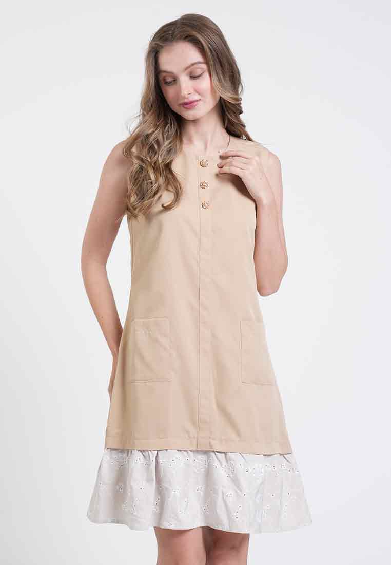 Grace Embroidered-Hem Sleeveless Dress