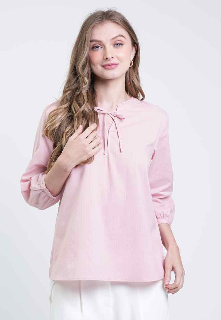 Myla Ruffled Tie-Neck Cotton Top