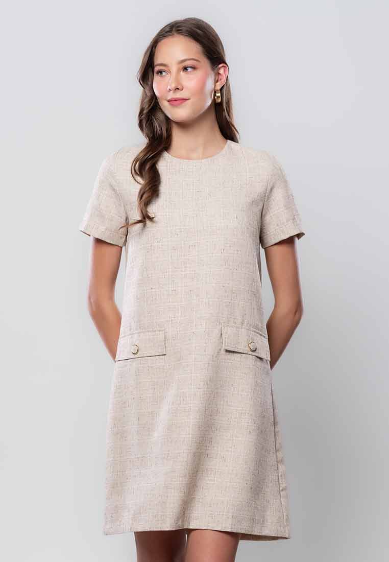 Bellamy Tweed Shift Dress with Front Pockets