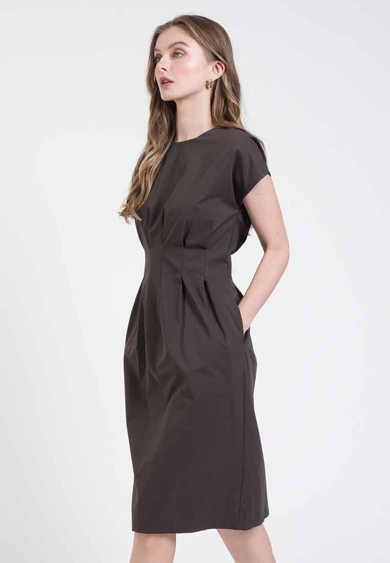 Sienna Terra Pintuck Midi Dress