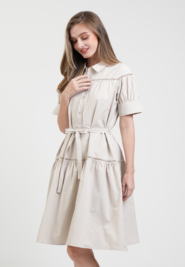 Katrina Eyelet Waist-Accent Dress