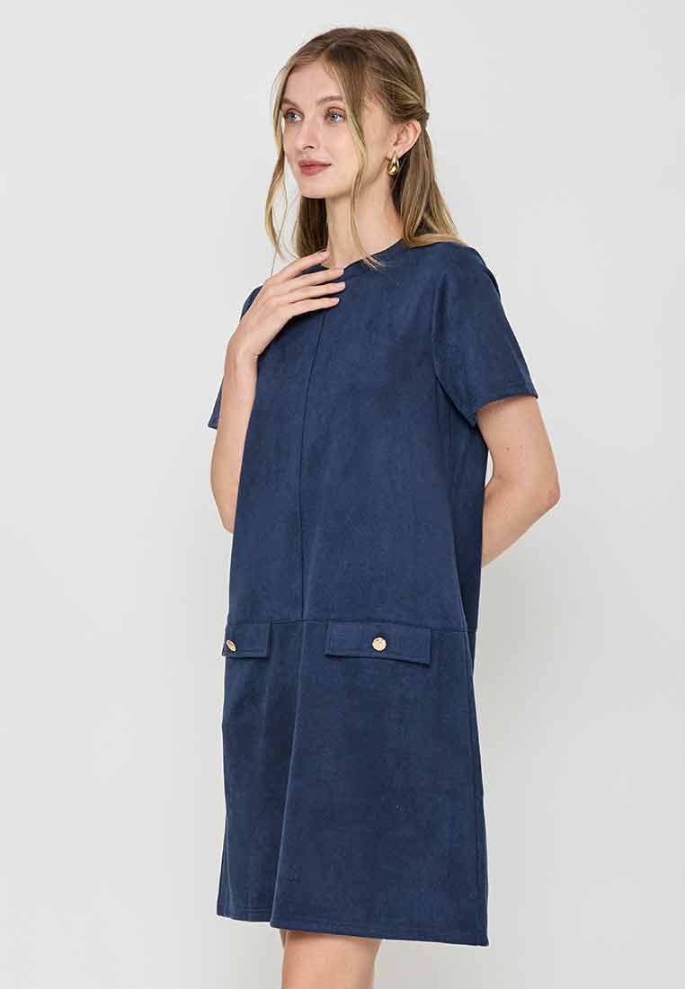 Ramona Shift Dress with Neckline Ribbing