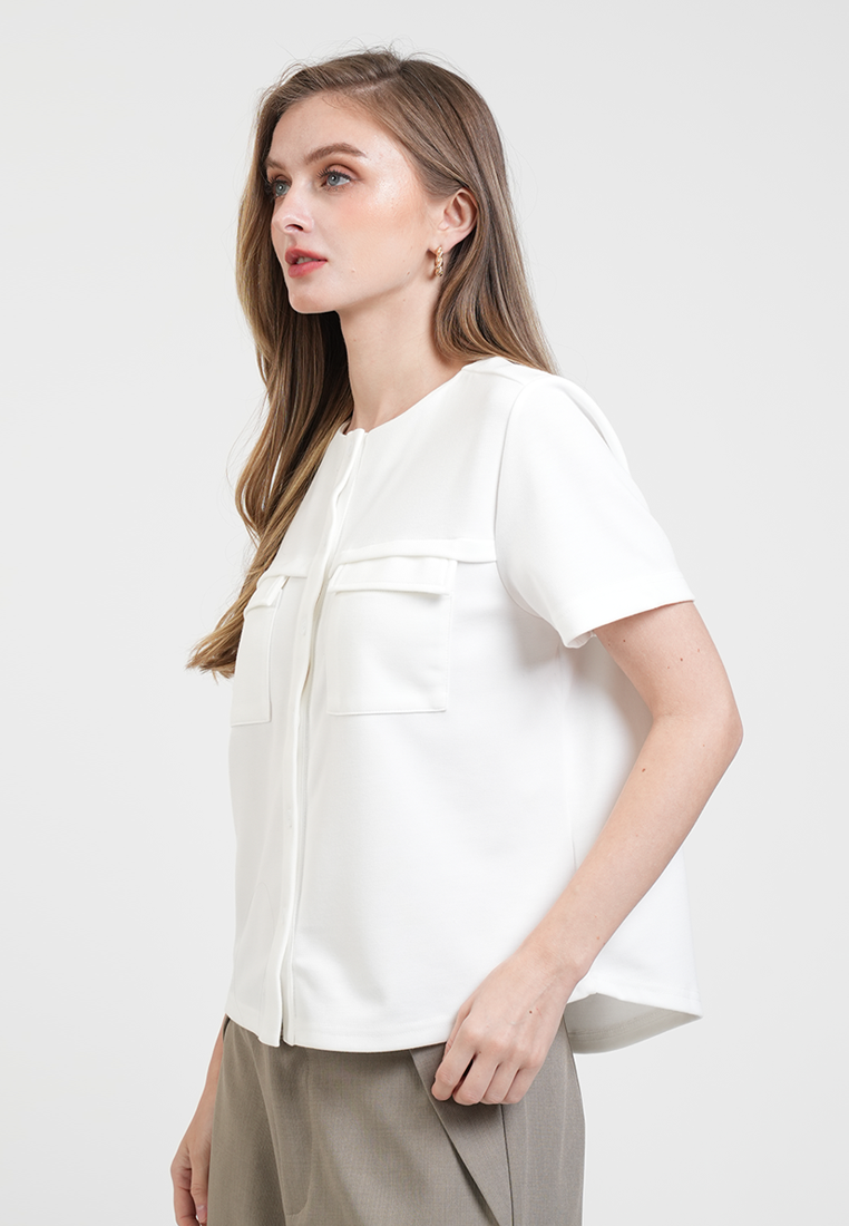 Jeannette Button-Front Knit Top