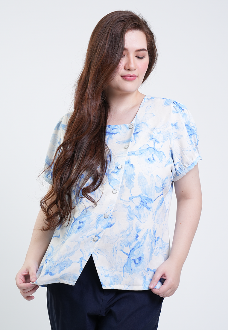 Milly Plus Size Isabelle Floral Button Front Top