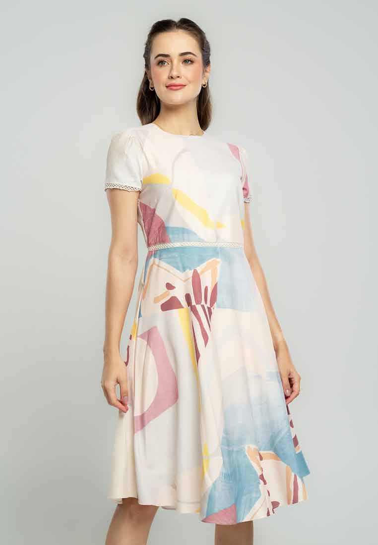 Celestine Abstract A-Line Print Dress