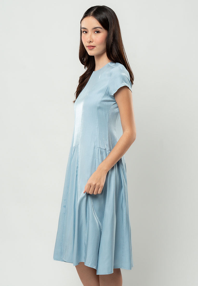 Vivienne Pleated Drop-Waist Midi Dress