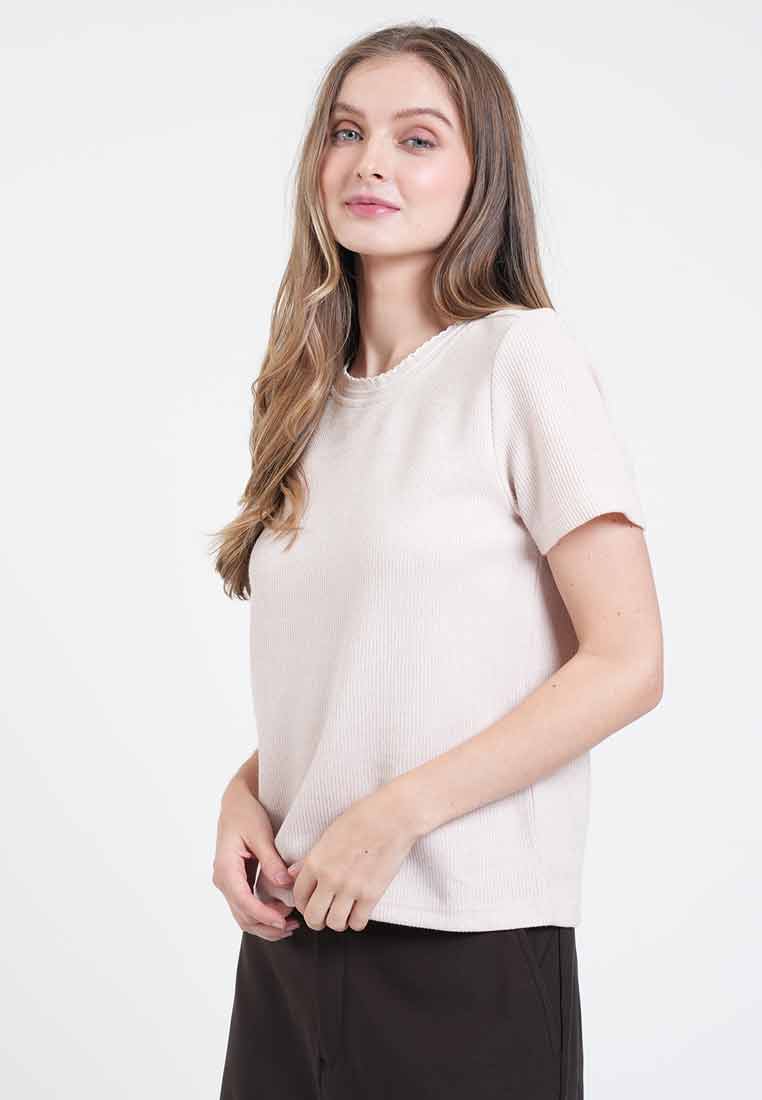 Natalie Scallop Trim Plain Knit Top