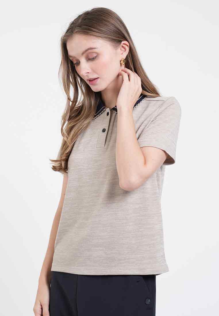 Eva Collared Short Sleeve Knit Top