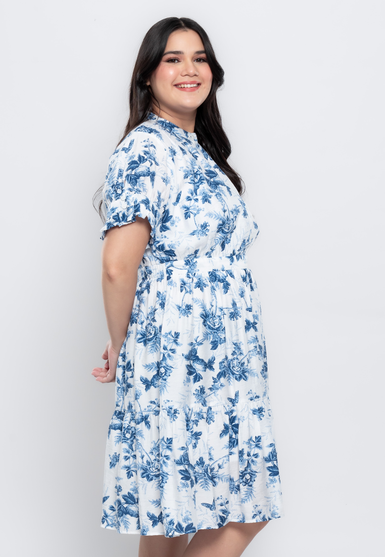 Milly Plus Size Rosselle Button-down Dress in Floral Print