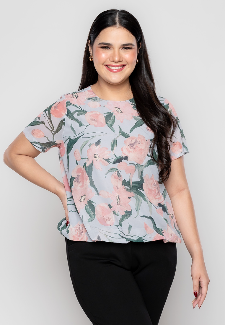 Milly Plus Size Laurence Blouse in Floral  Print