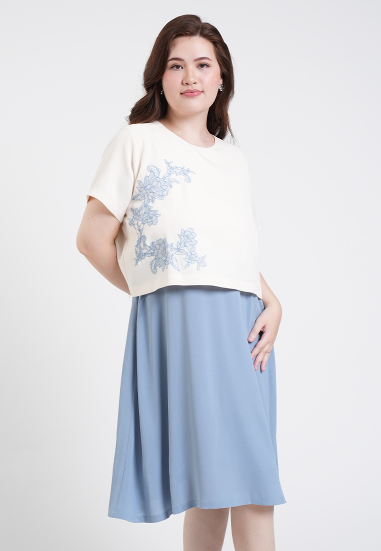 Milly Plus Size Samantha Floral Overlay A-Line Dress