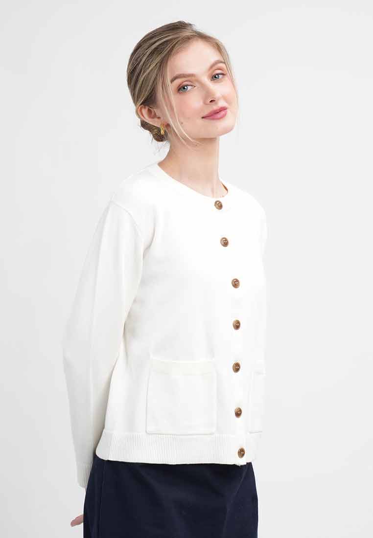Liana Essential Knit Crewneck Cardigan with Pockets