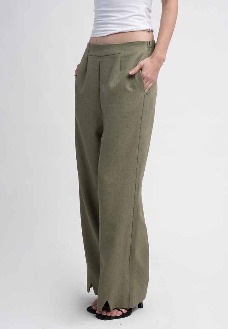 Alana Straight-Leg Slit Hem Trousers