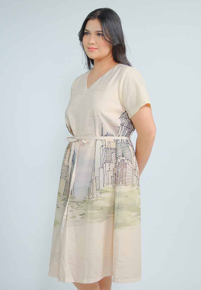 Milly Plus Size Leilani A-Line Dress in Cityscape Print