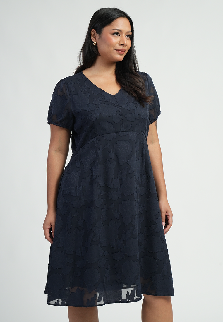 Milly by Paperdolls Sephina Textured Floral A-Line Dress