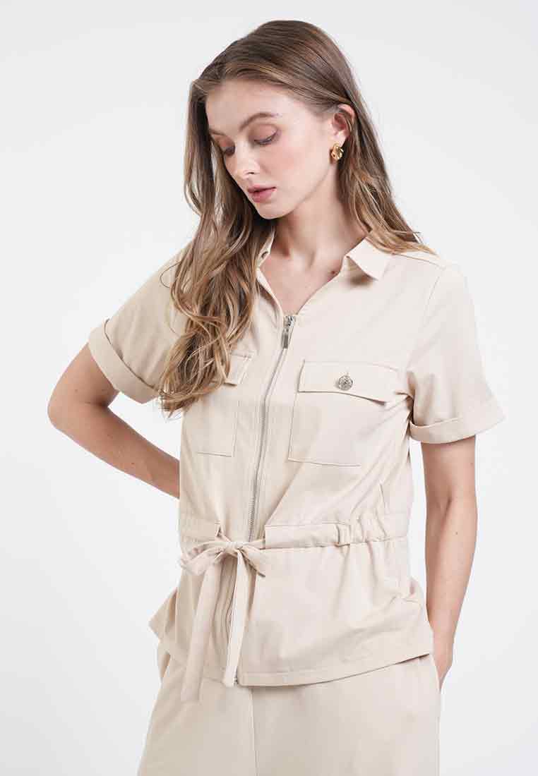 Carmella Zip-Front Utility Top