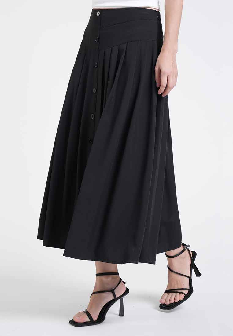 Kelsey Button A-Line Midi Skirt