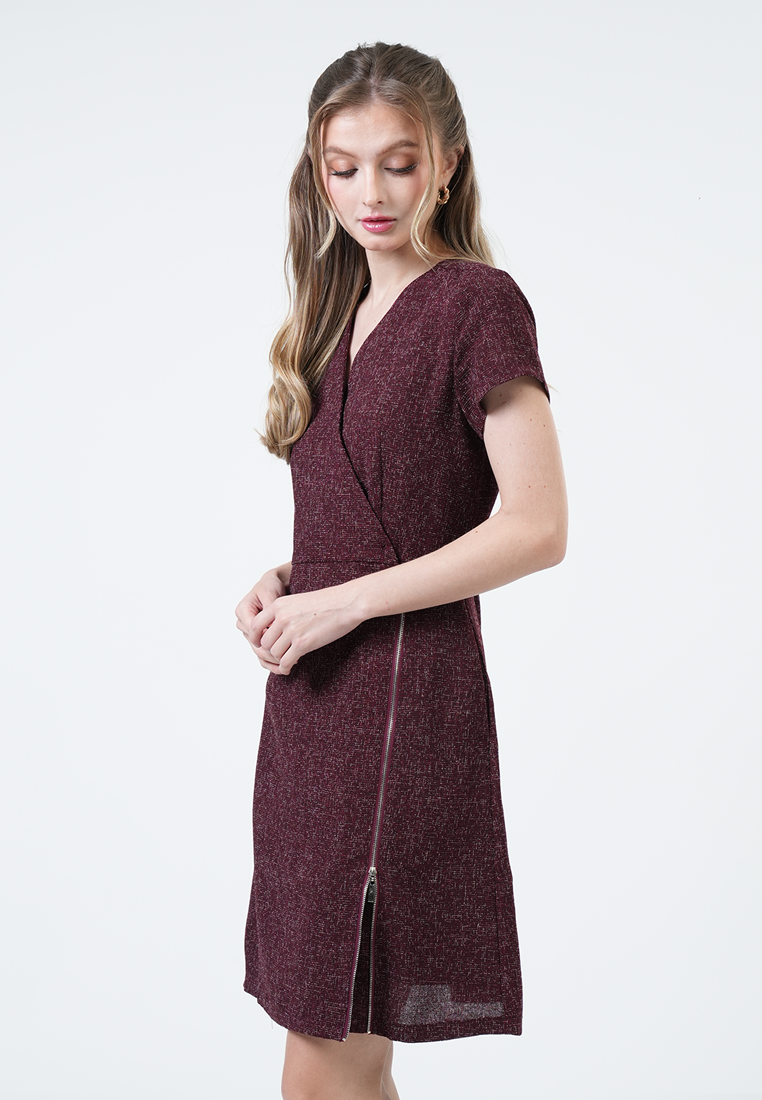 Mara Zip-Detail Tweed Shift Dress