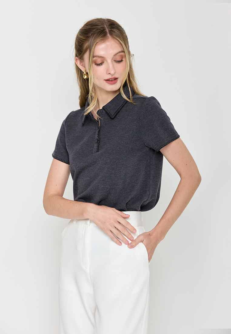 Jovie Collared Stitch Knit Top