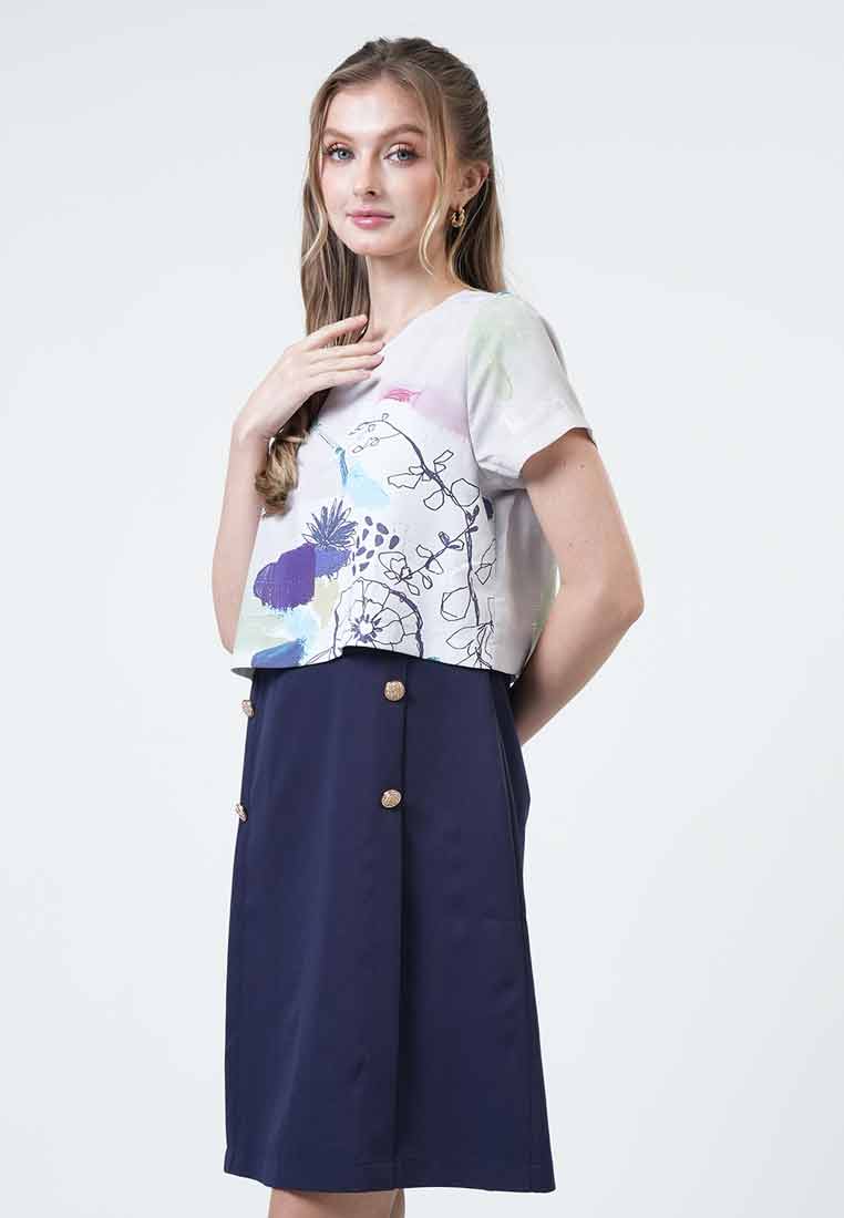 Amanda Botanical Overlay Dress