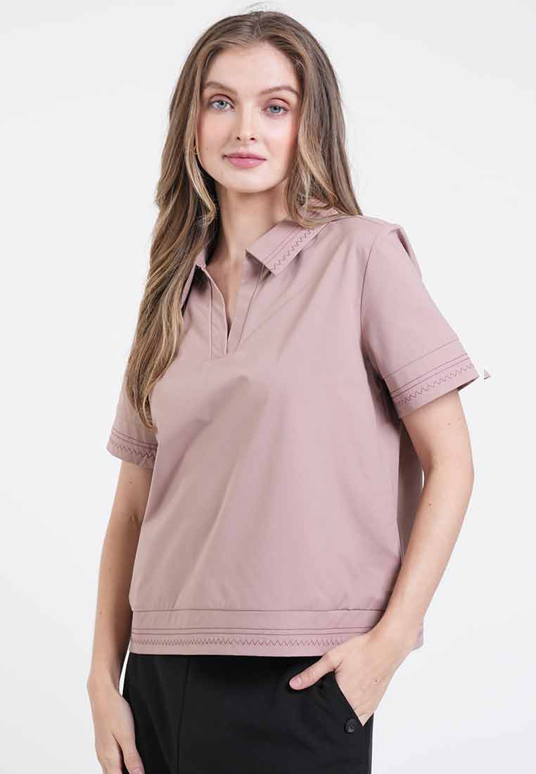 Camila Embroidered V-Neck Collar Top