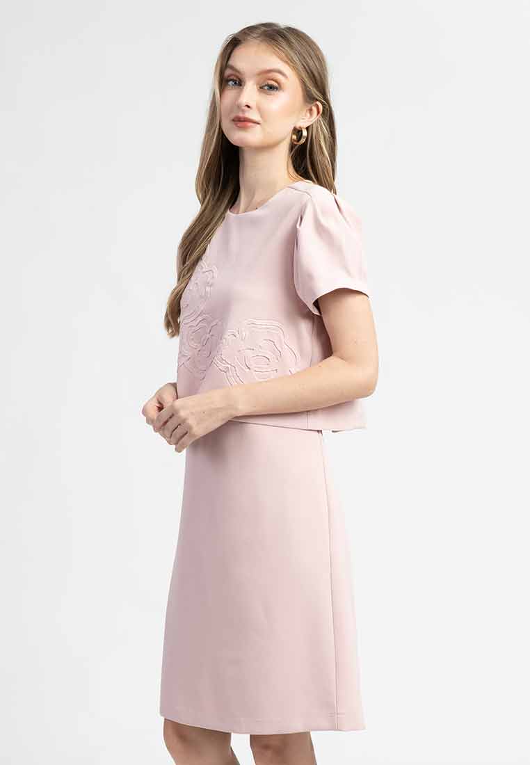Daliah Floral Embroidered Layered Dress