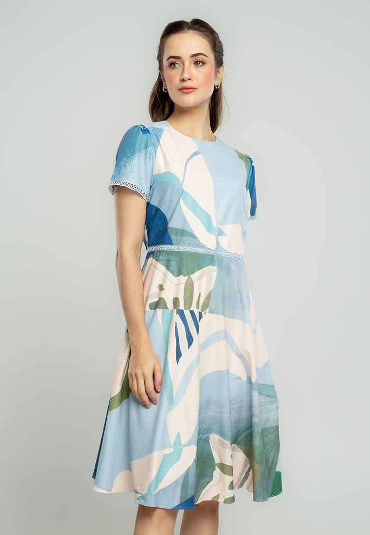Celestine Abstract A-Line Print Dress