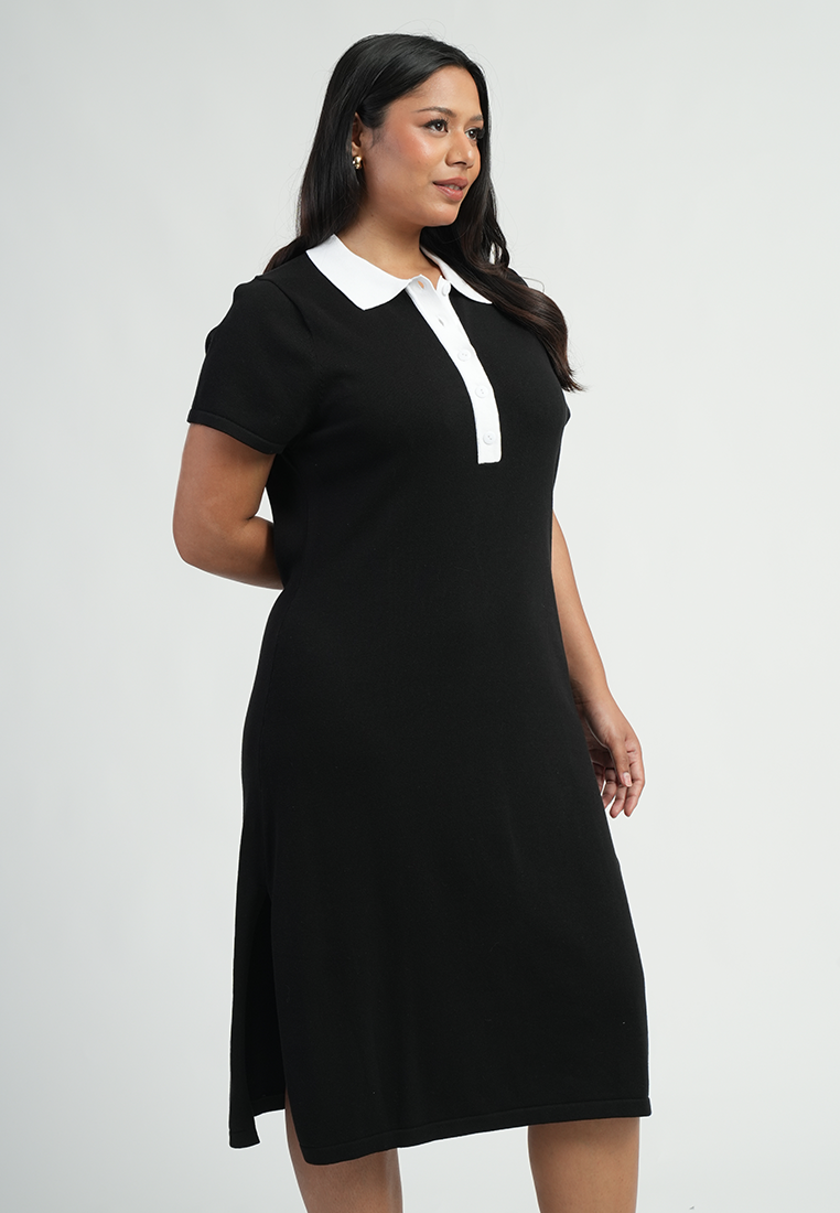 Milly by Paperdolls Janelle Polo Neck Contrast Collar Midi Dress
