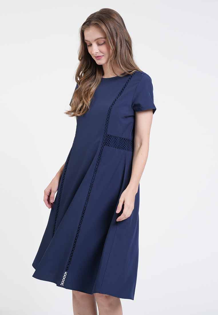 Vanessa Lace-Trim A-Line Dress