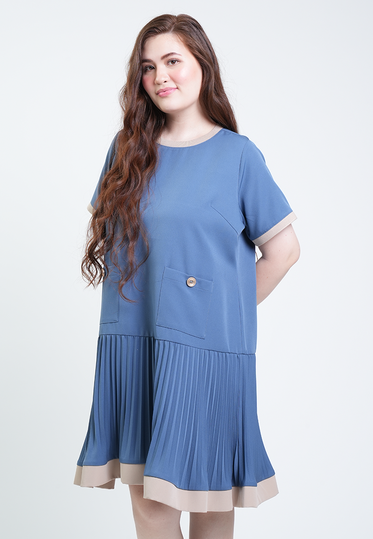 Milly Plus Size Antonia Pocket Detail Pleated Drop Waist Dress