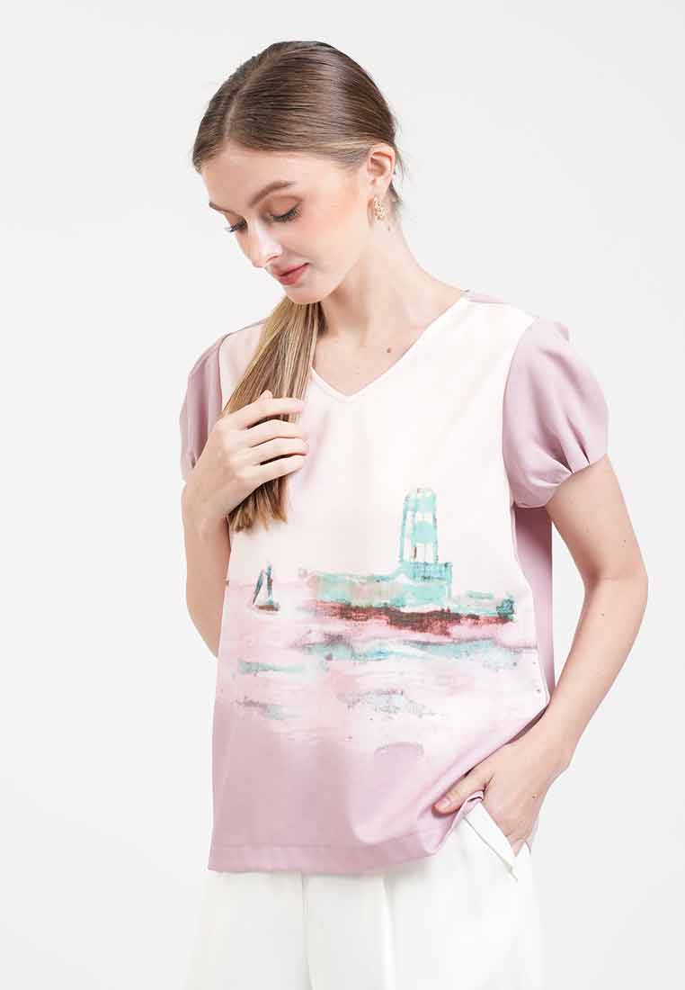Maris Landscape Peplum Blouse